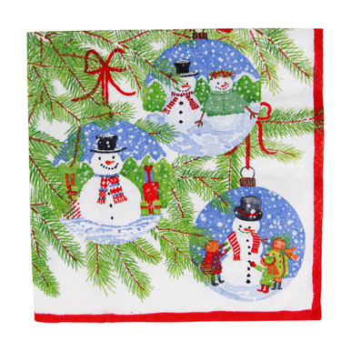 Caspari Paper Luncheon Napkins, Snowman Ornaments - 2 Packs (18160L)