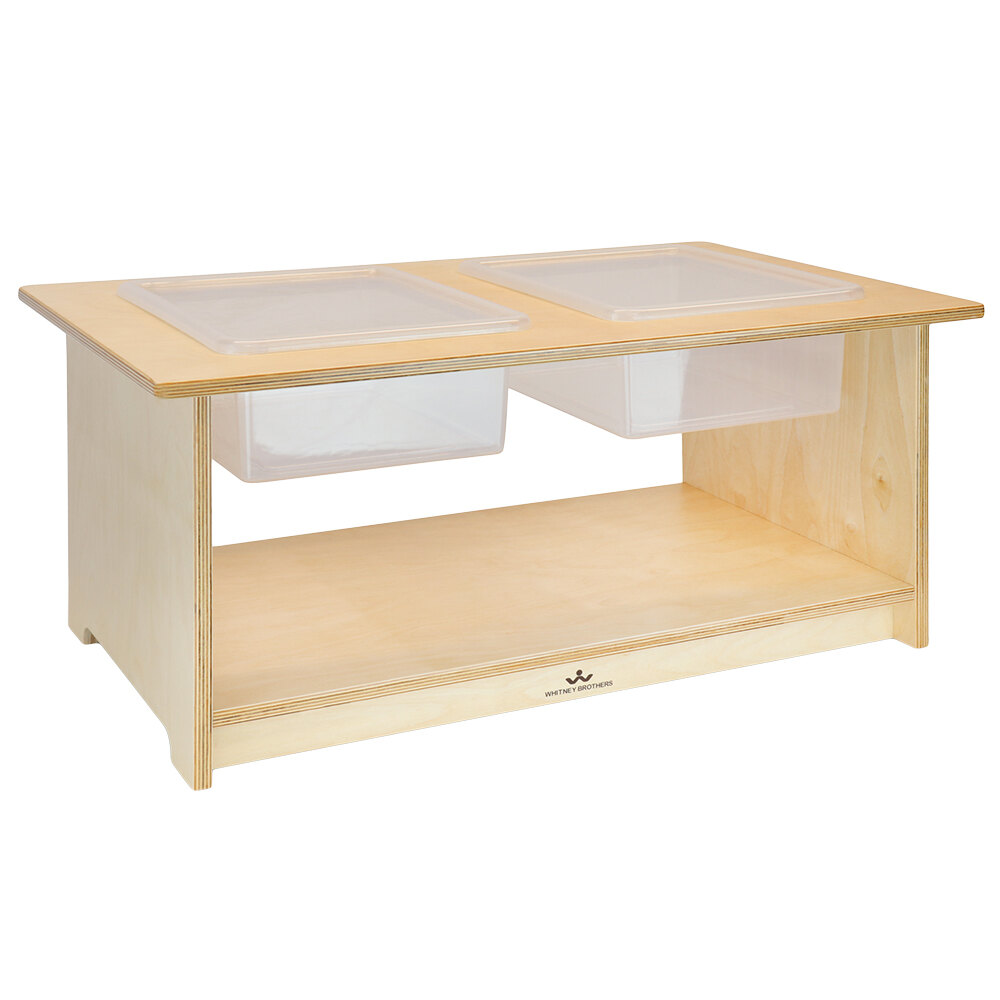 Whitney Brothers WB1854 Toddler Sensory Table with 2 Removable Trays and Lids - 29 1/2" x 18 1/2" x 14"