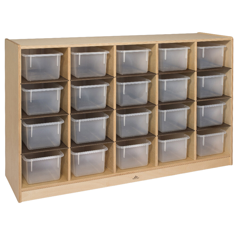 Whitney Brothers WB3251 48" x 14" x 30" 20 Cubby Storage Cabinet with Bins