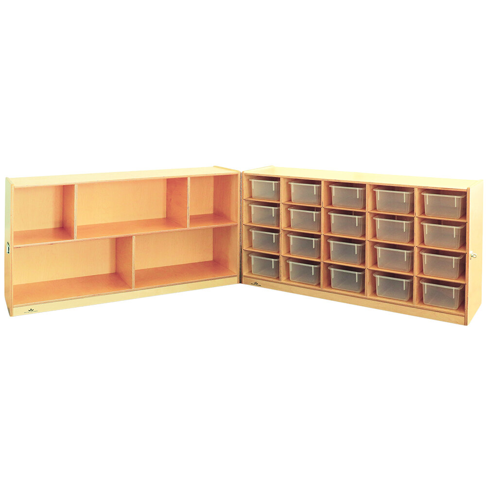 Whitney Brothers WB3252 96" x 14" x 31" 20 Cubby Fold and Roll Storage Cabinet with Bins