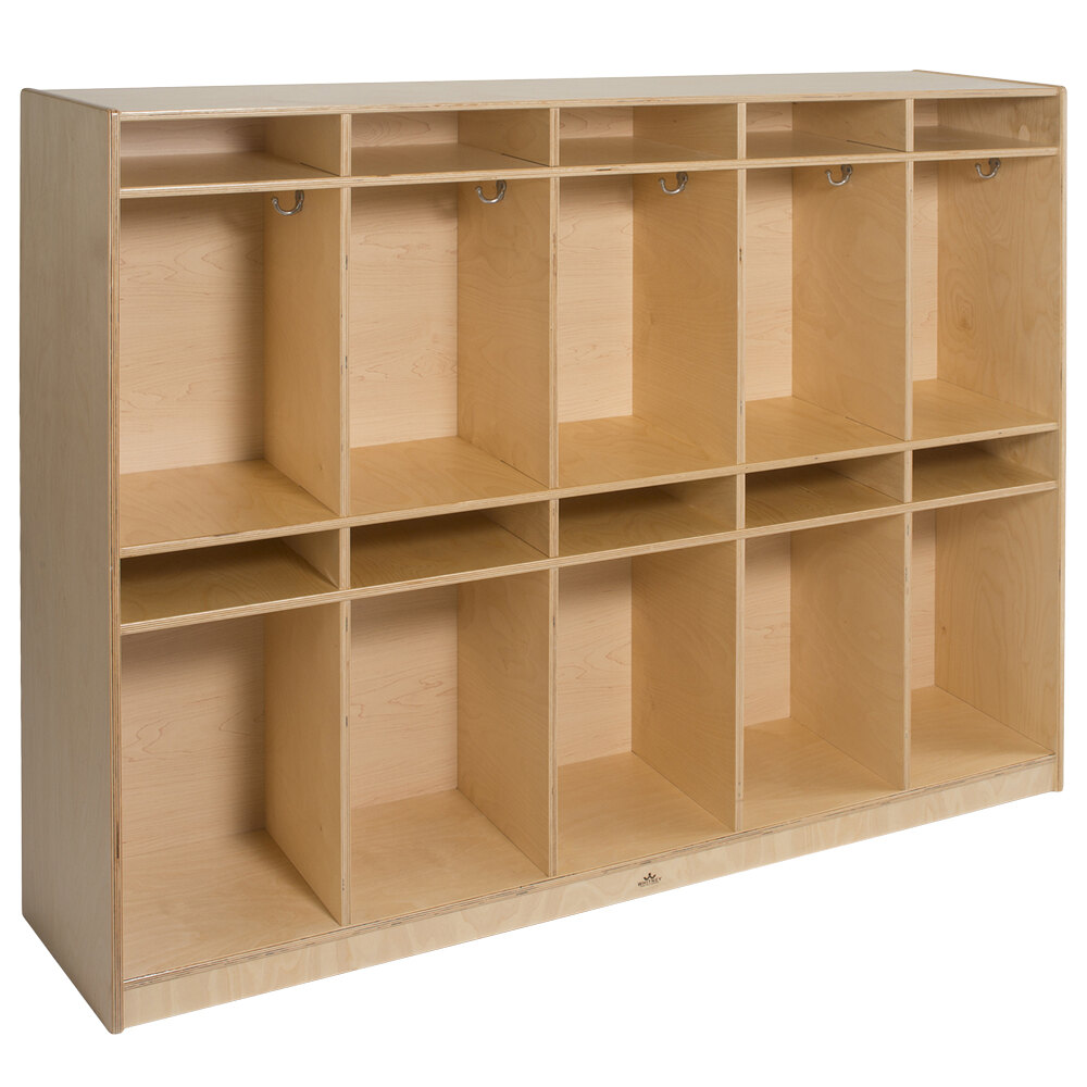 Whitney Brothers WB0196A 10-Section Children's Wood Coat Locker - 60 1/2" x 14 3/4" x 48"