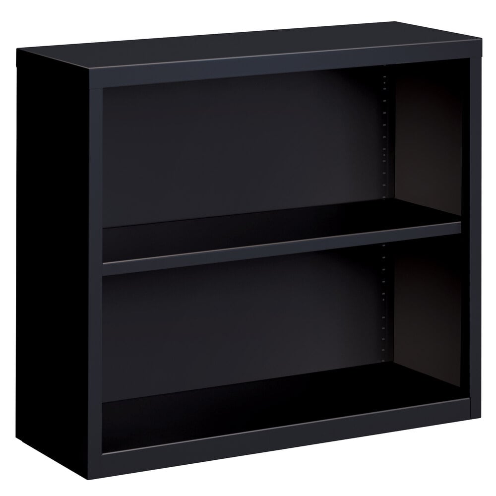 Hirsh 21987 Black 2-Shelf Welded Steel Bookcase - 34 1/2" x 13" x 30"