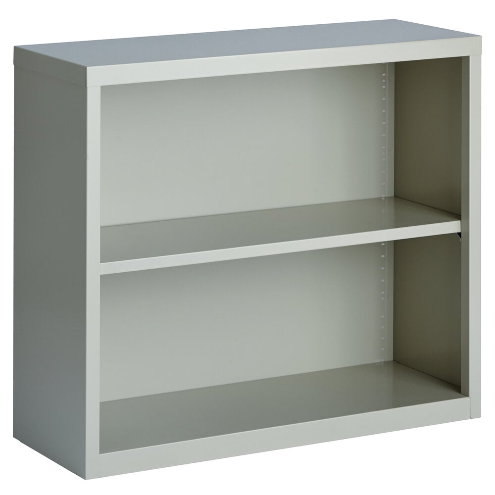 Hirsh 21988 Light Gray 2-Shelf Welded Steel Bookcase - 34 1/2" x 13" x 30"