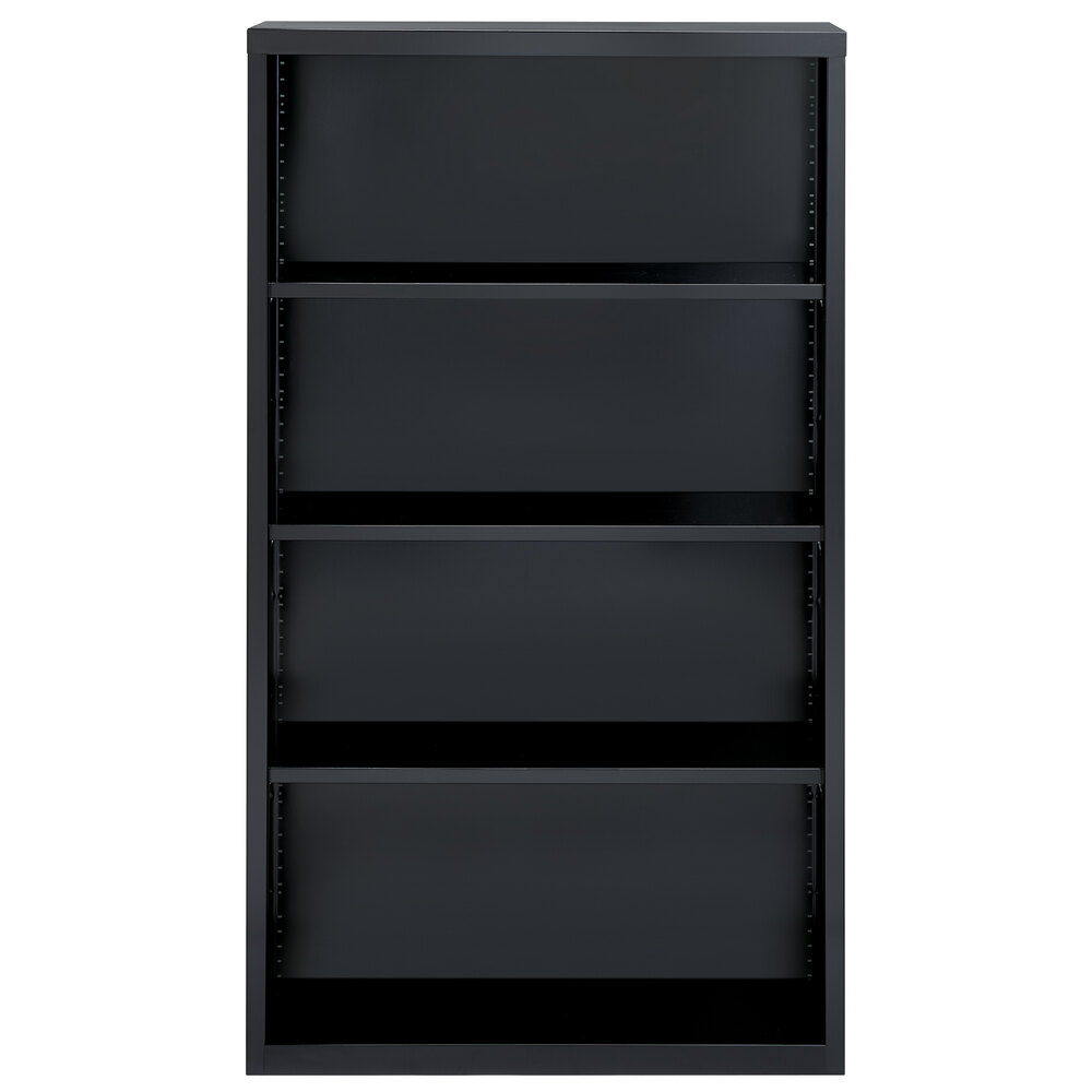 Hirsh 21993 Black 4-Shelf Welded Steel Bookcase - 34 1/2" x 13" x 60"