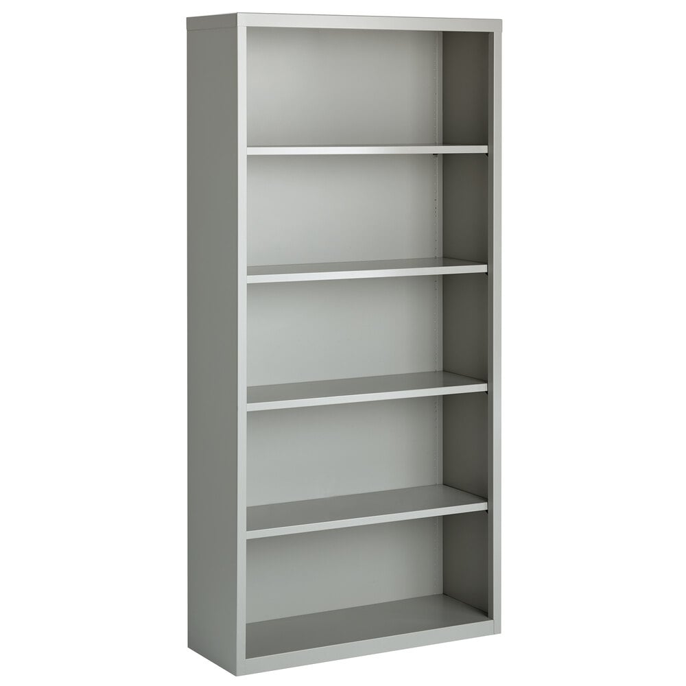 Hirsh 21997 Light Gray 5-Shelf Welded Steel Bookcase - 34 1/2" x 13" x 72"