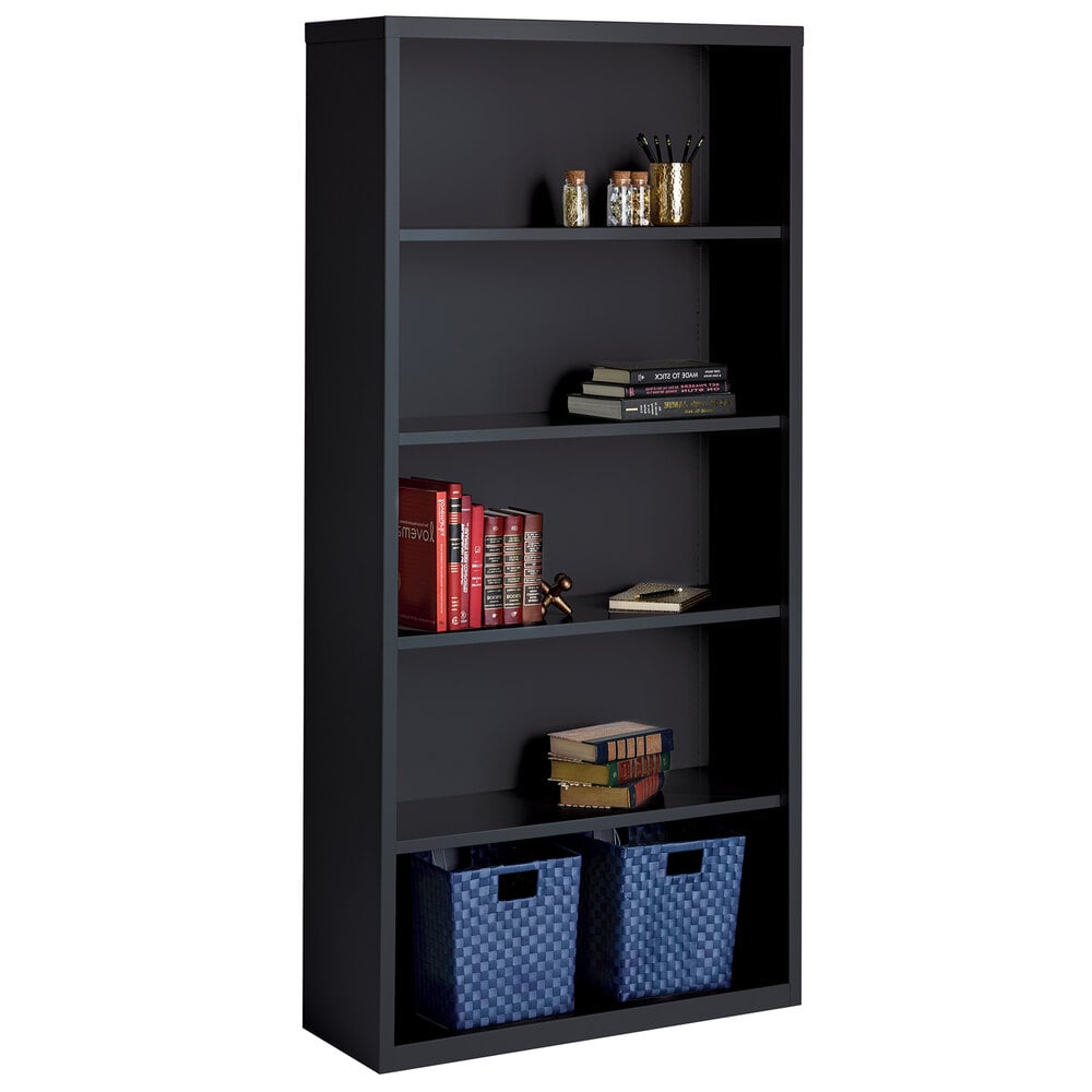 Hirsh 21996 Black 5-Shelf Welded Steel Bookcase - 34 1/2" x 13" x 72"