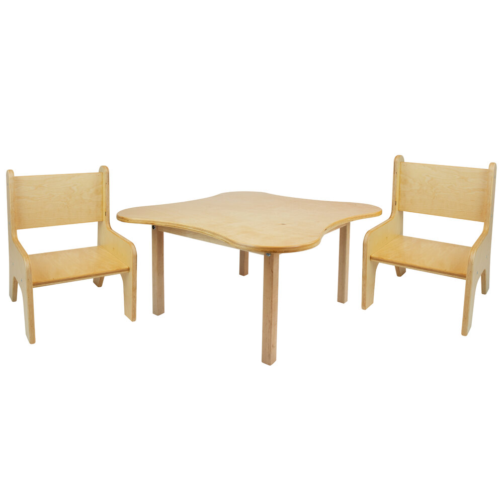 Whitney Brothers WB0181 29 1/2" Flower Shaped Wood Children's Table with Two Toddler Chairs