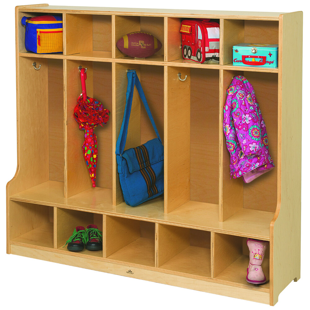 Whitney Brothers WB0192 54" x 14" x 48" Five Section Seated Coat Locker