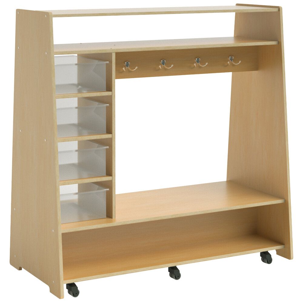 Whitney Brothers WB1734 Mobile Dress Up Center with Trays and Mirror - 23 1/2" x 48" x 49 3/16"