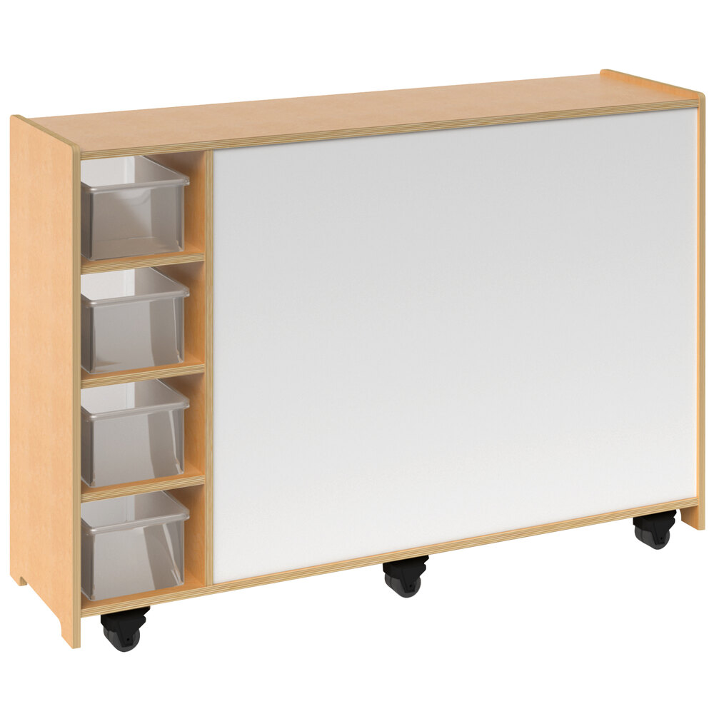 Whitney Brothers WB1768 Mobile Magnetic Write and Wipe Cabinet with Trays - 14 3/16" x 50" x 35"