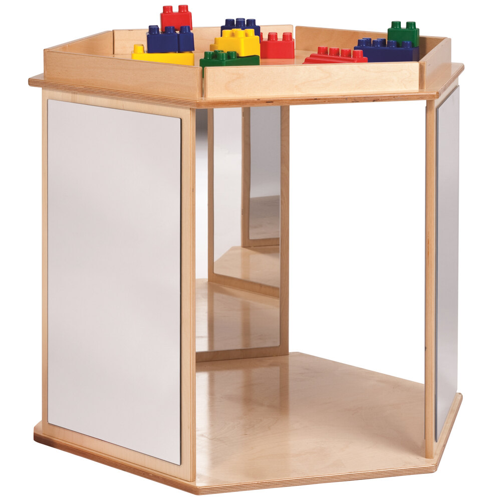 Whitney Brothers WB1058 29 11/16" x 34" x 28 1/2" Children's Hexagonal Wood Mirror Discovery Center