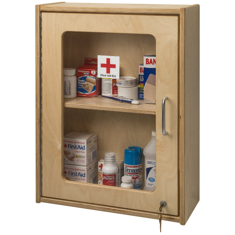 Whitney Brothers WB1425 17" x 23 1/2" Wood First Aid Medicine Wall Cabinet