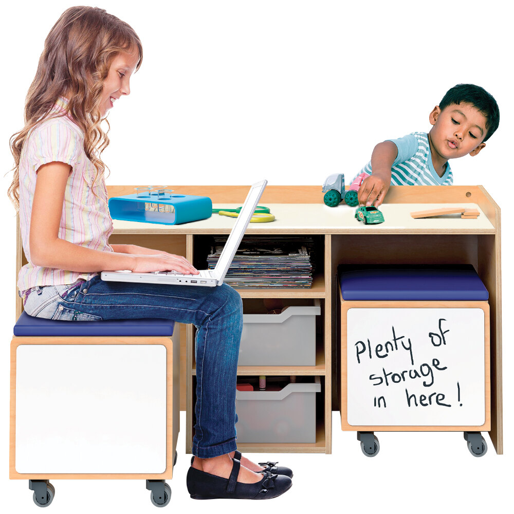 Whitney Brothers WB1679 3-Piece STEM Activity Desk and Mobile Bin Set - 19 1/2" x 48 1/2" x 24"