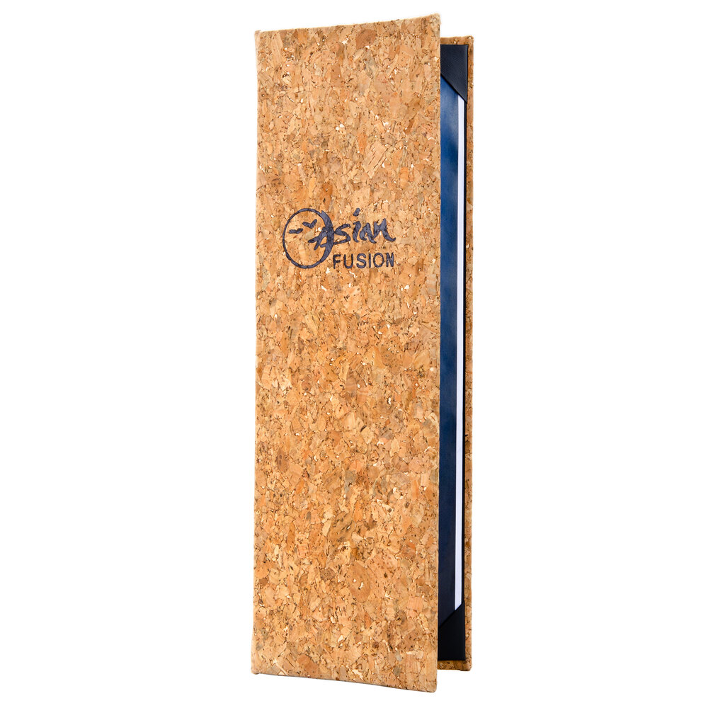 Menu Solutions CO620BD-NC 4 1/4" x 14" Customizable Natural Cork 2 View Menu Cover