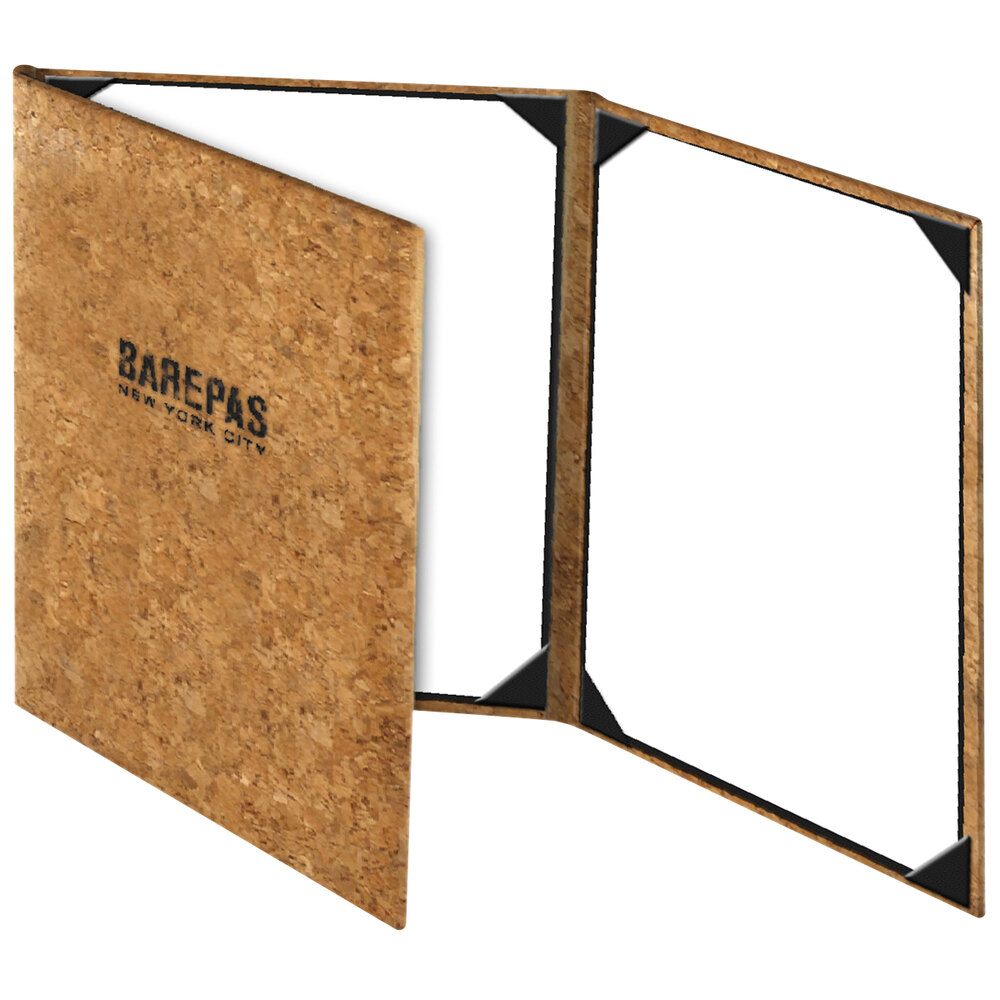 Menu Solutions CO630BD-NC 4 1/4" x 14" Customizable Natural Cork Continuous 3 View Menu Cover