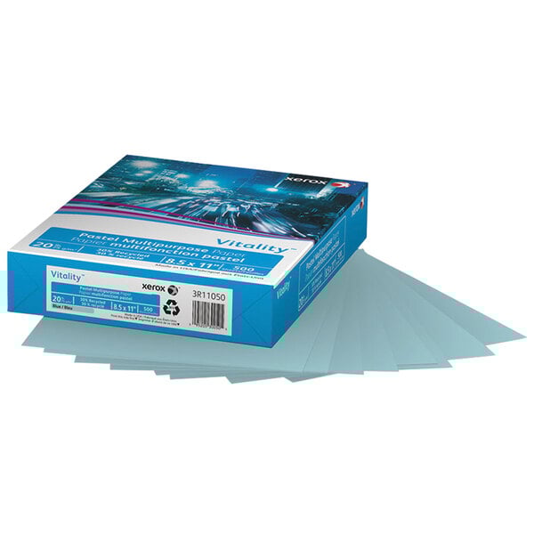 Xerox 3R11050 Vitality Pastel 8 1/2" x 11" Blue Ream of 20 lb. Multipurpose Printer Paper - 500 Sheets