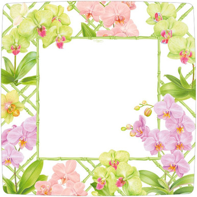 Caspari Square Paper Dinner Plates, Orchid Conservatory - 2 Packs (18370DP)