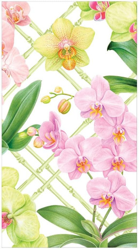 Caspari Paper Guest Towel Napkins, Orchid Conservatory - 2 Packs (18370G)