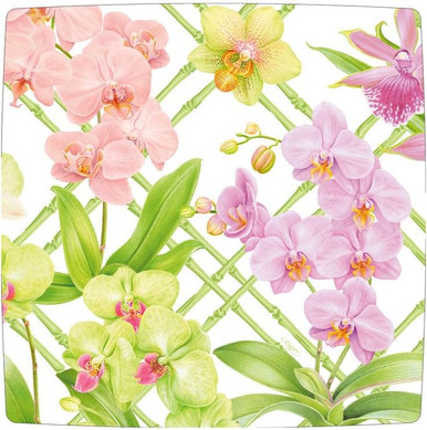 Caspari Square Paper Salad/Dessert Plates, Orchid Conservatory - 2 Packs (18370SP)