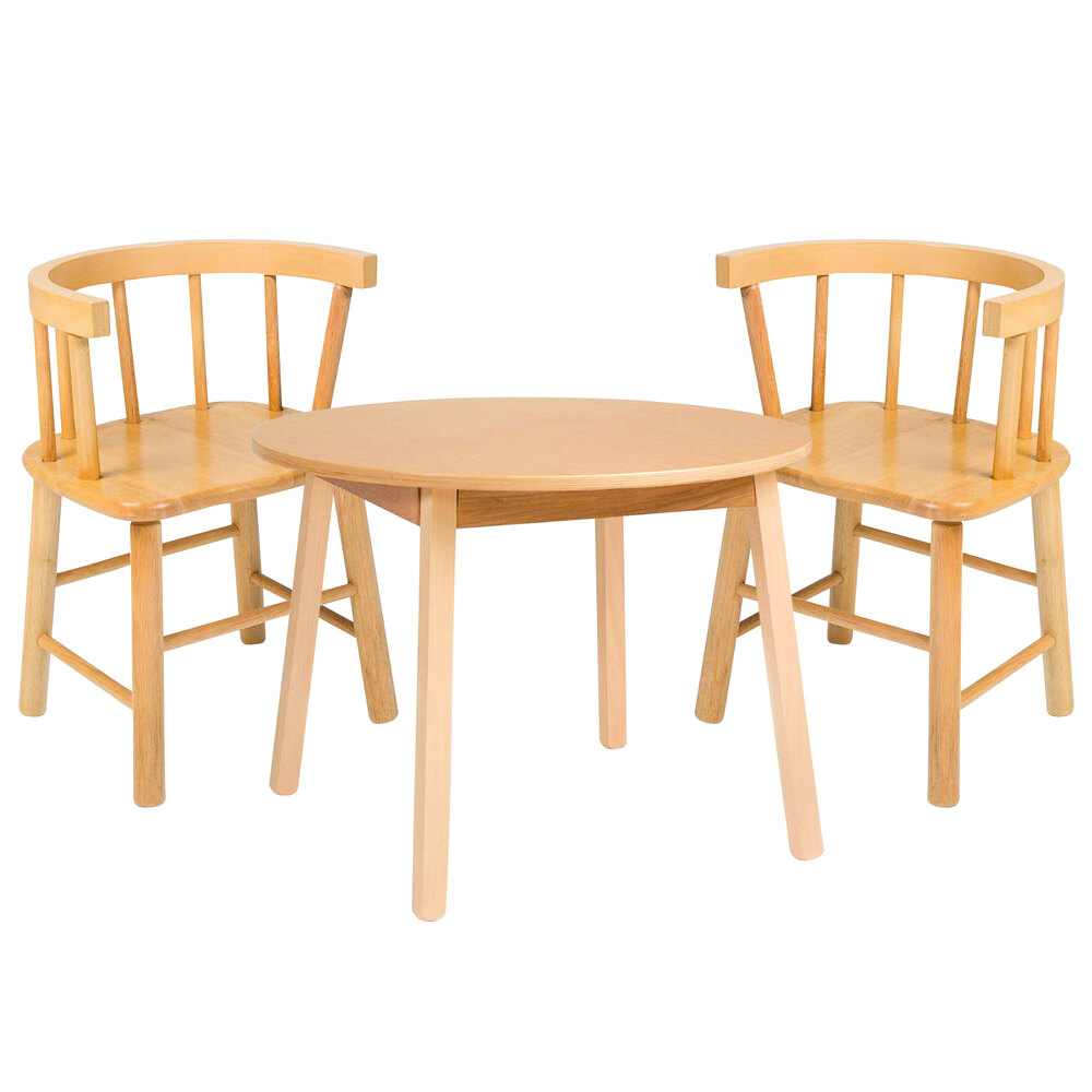 Whitney Brothers WB0180 28" Round 21" High Wood Children's Table with 2 Bentwood Back Chairs