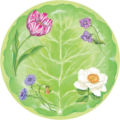 Caspari Round Paper Dinner Plates, Floral Majolica - 2 Packs (18410DP)