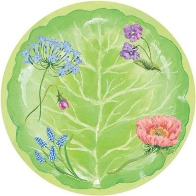 Caspari Round Paper Salad/Dessert Plates, Floral Majolica - 2 Packs (18410SP)