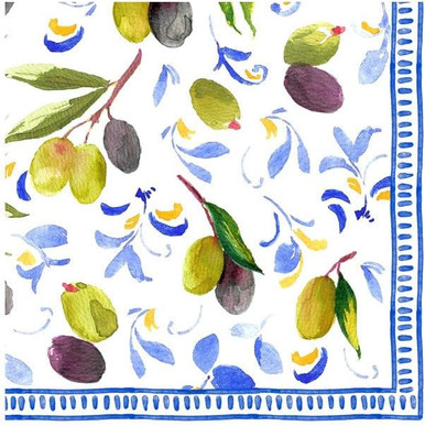 Caspari Paper Beverage Napkins, Mediterranean Blue - 2 Packs (18430C)