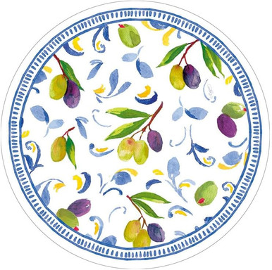 Caspari Round Paper Salad/Dessert Plates, Mediterranean Blue - 2 Packs (18430SP)