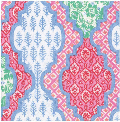 Caspari Paper Luncheon Napkins, Provencale Cotton Pink Multi - 2 Packs (18440L)
