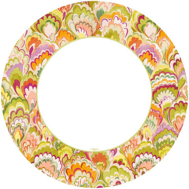 Caspari Round Paper Dinner Plates, Marbled Ceramica Raspberry & Chartreuse - 2 Packs (18450DP)