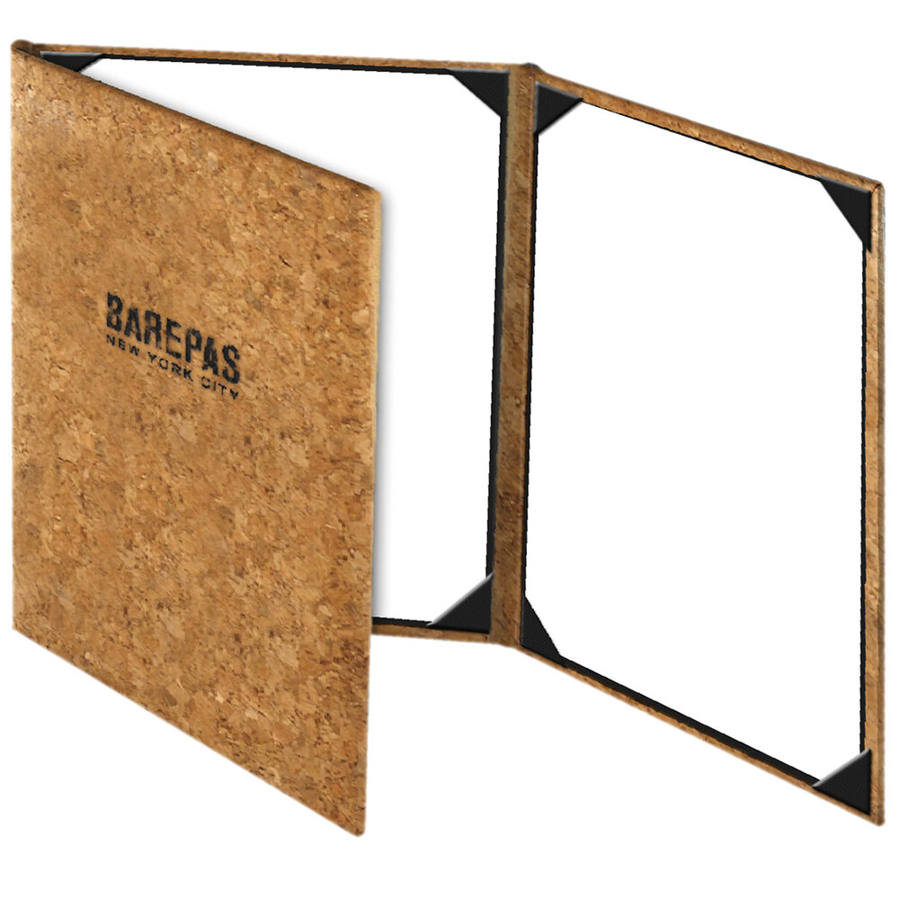 Menu Solutions CO630C-NC 8 1/2" x 11" Customizable Natural Cork Continuous 3 View Menu Cover