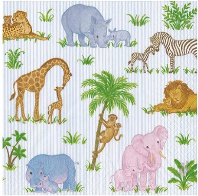 Caspari Paper Beverage Napkins, Safari Baby - 2 Packs (18510C)
