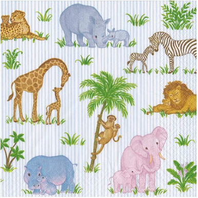 Caspari Paper Luncheon Napkins, Safari Baby - 2 Packs (18510L)