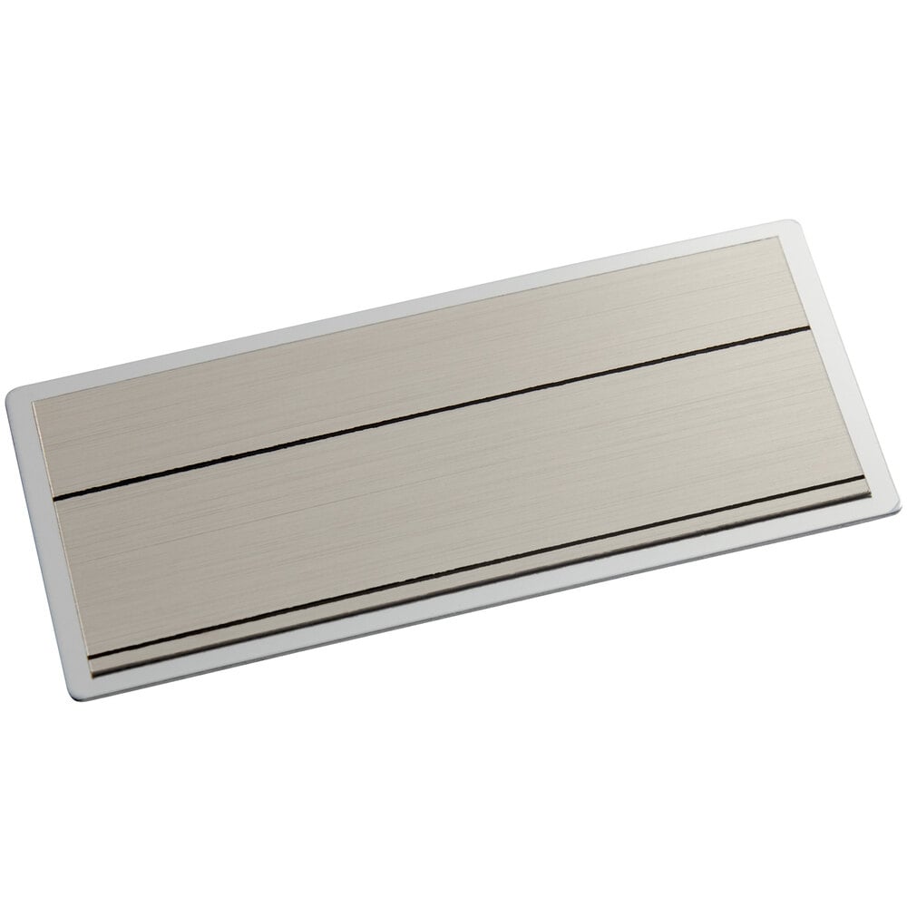 Cawley 1 1/2" x 3" Customizable Silver Economy Metal Rectangle Nametag
