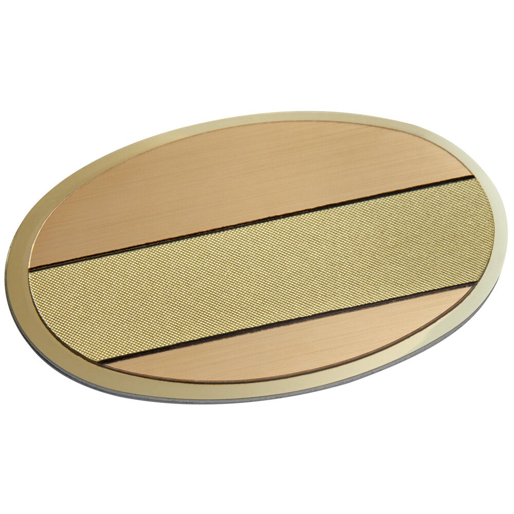 Cawley 1 3/4" x 2 1/2" Customizable Gold Premium Metal Oval Nametag
