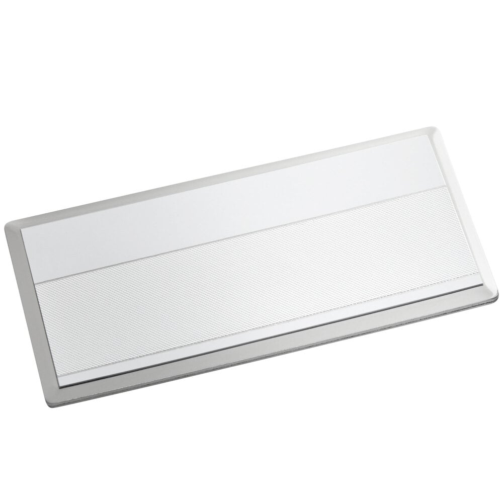Cawley 1 1/2" x 3" Customizable White Premium Metal Rectangle Nametag