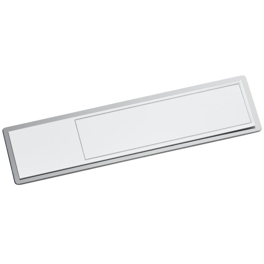 Cawley 1" x 3" Customizable White Economy Metal Rectangle Nametag