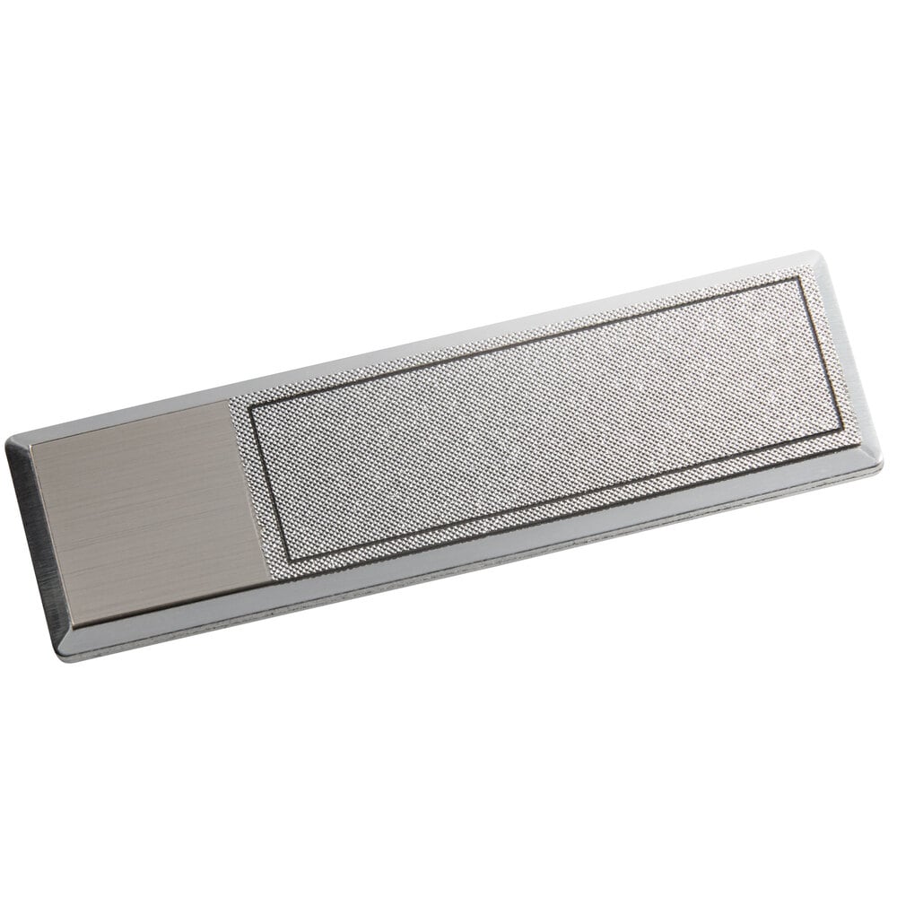 Cawley 1" x 3" Customizable Silver Premium Metal Rectangle Nametag