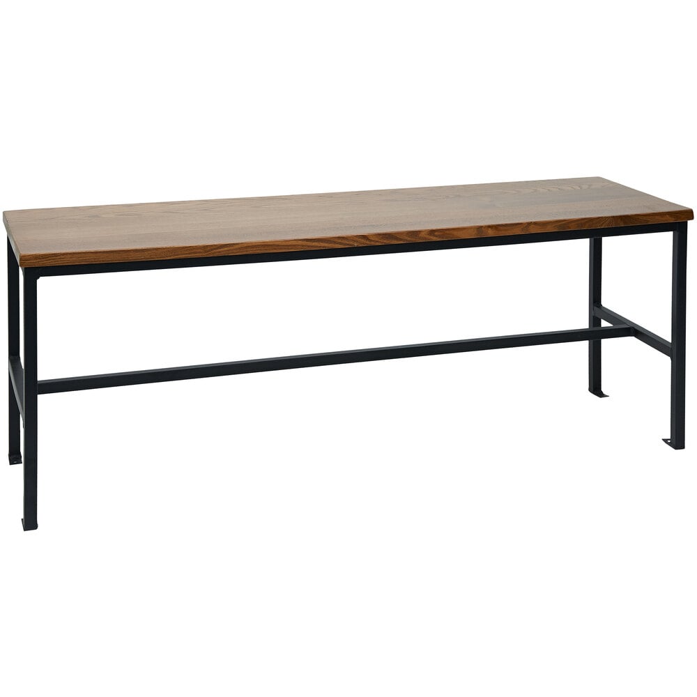 BFM Seating Memphis Sand Black 2-Seat Boltdown Bench with Ash Wooden Seat