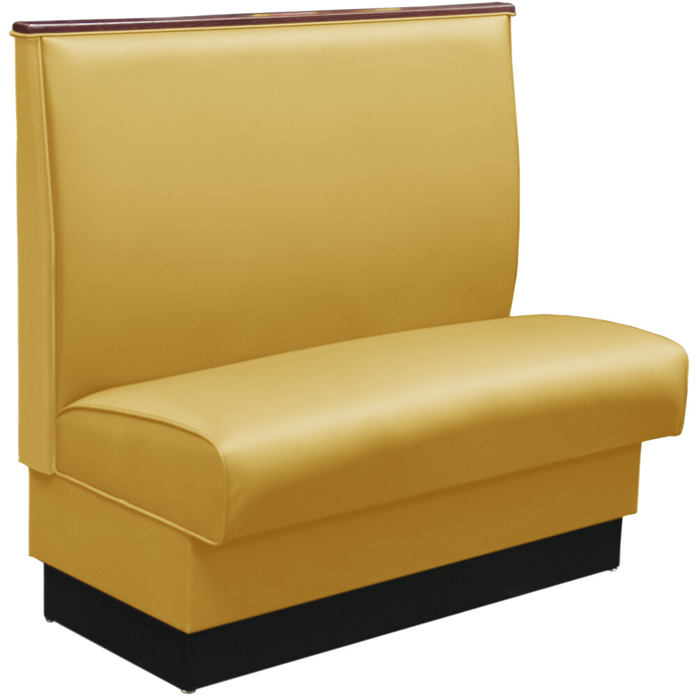 American Tables & Seating 45 1/2" Long Husk Plain Single Back Fully Upholstered Booth with Wood Top Cap - 42" High
