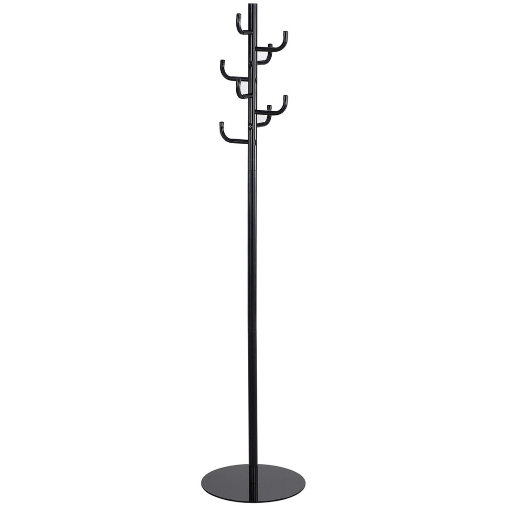 Safco 4241BL 15" x 68" Black Steel Coat Rack with Staggered Hooks