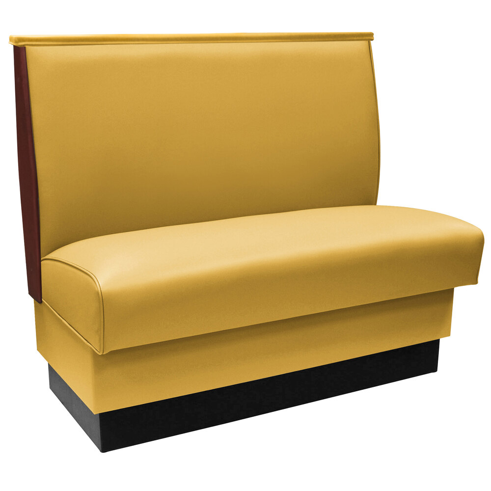 American Tables & Seating 45 1/2" Long Husk Plain Single Back Fully Upholstered Booth with Wood End Caps - 42" High