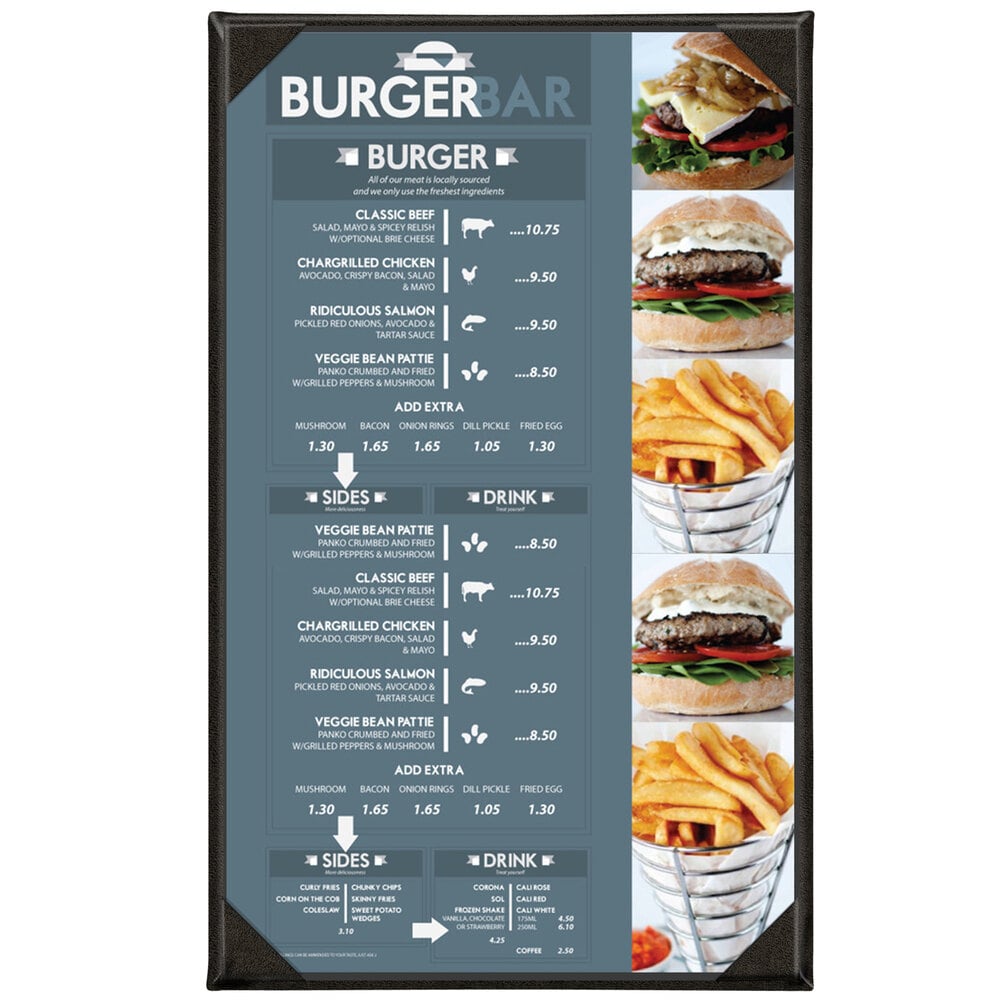 Menu Solutions K015A Kensington 5 1/2" x 8 1/2" Customizable 1 View Menu Cover