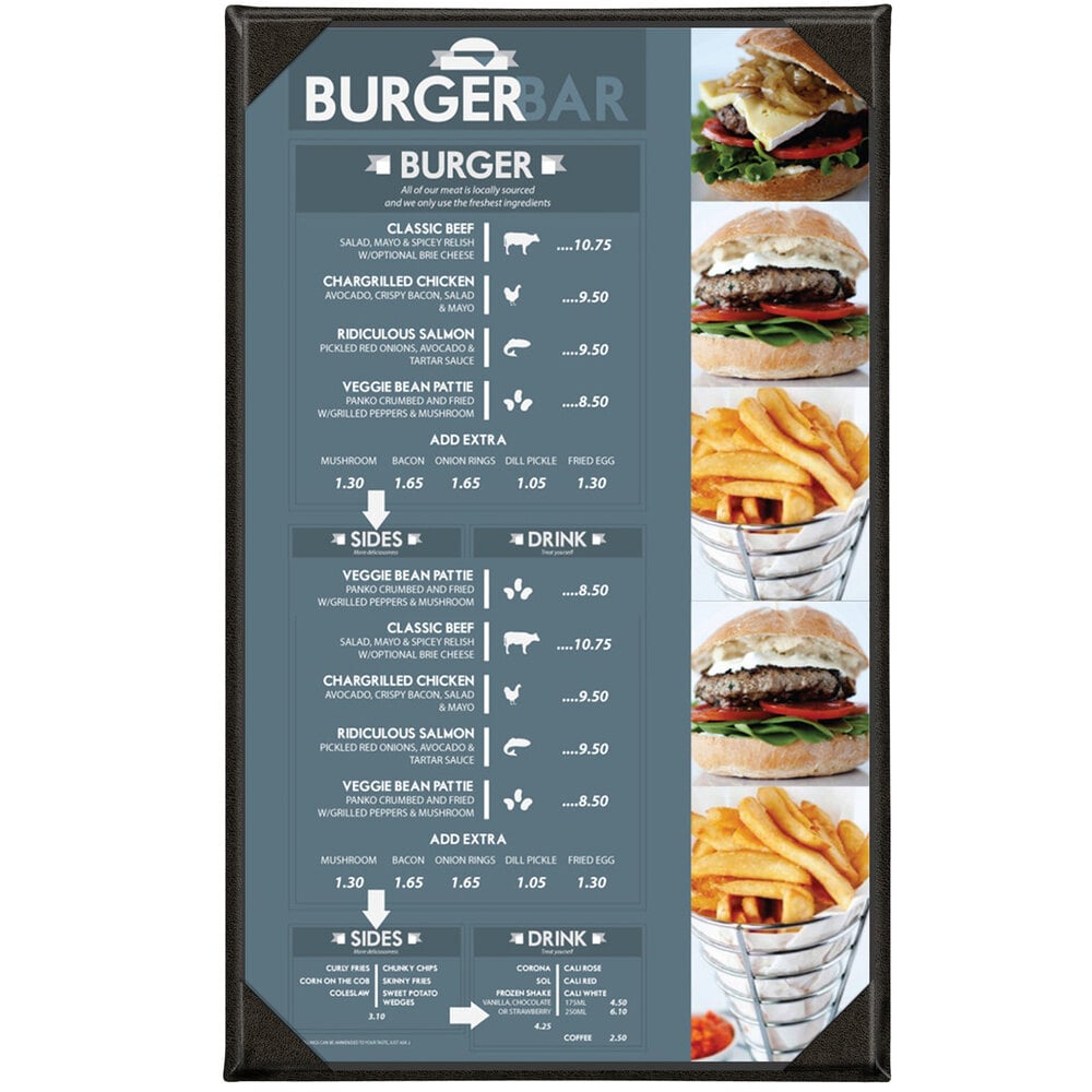 Menu Solutions K015G Kensington 11" x 17" Customizable 1 View Menu Cover