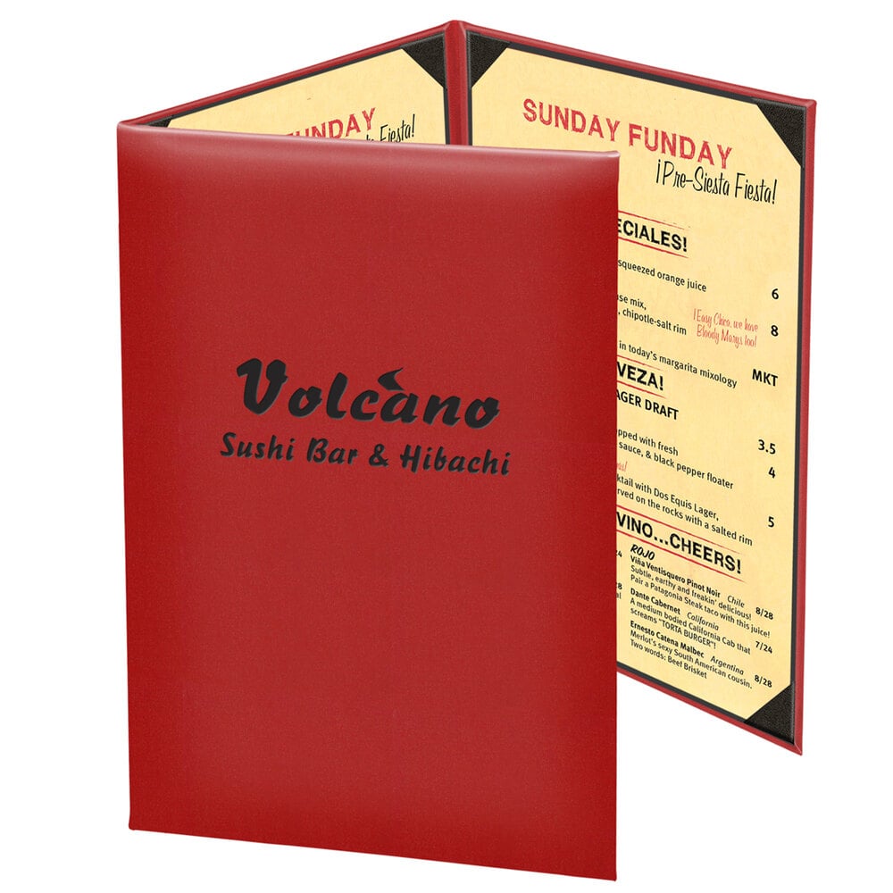 Menu Solutions K030A Kensington 5 1/2" x 8 1/2" Customizable 3 View Continuous Menu Cover