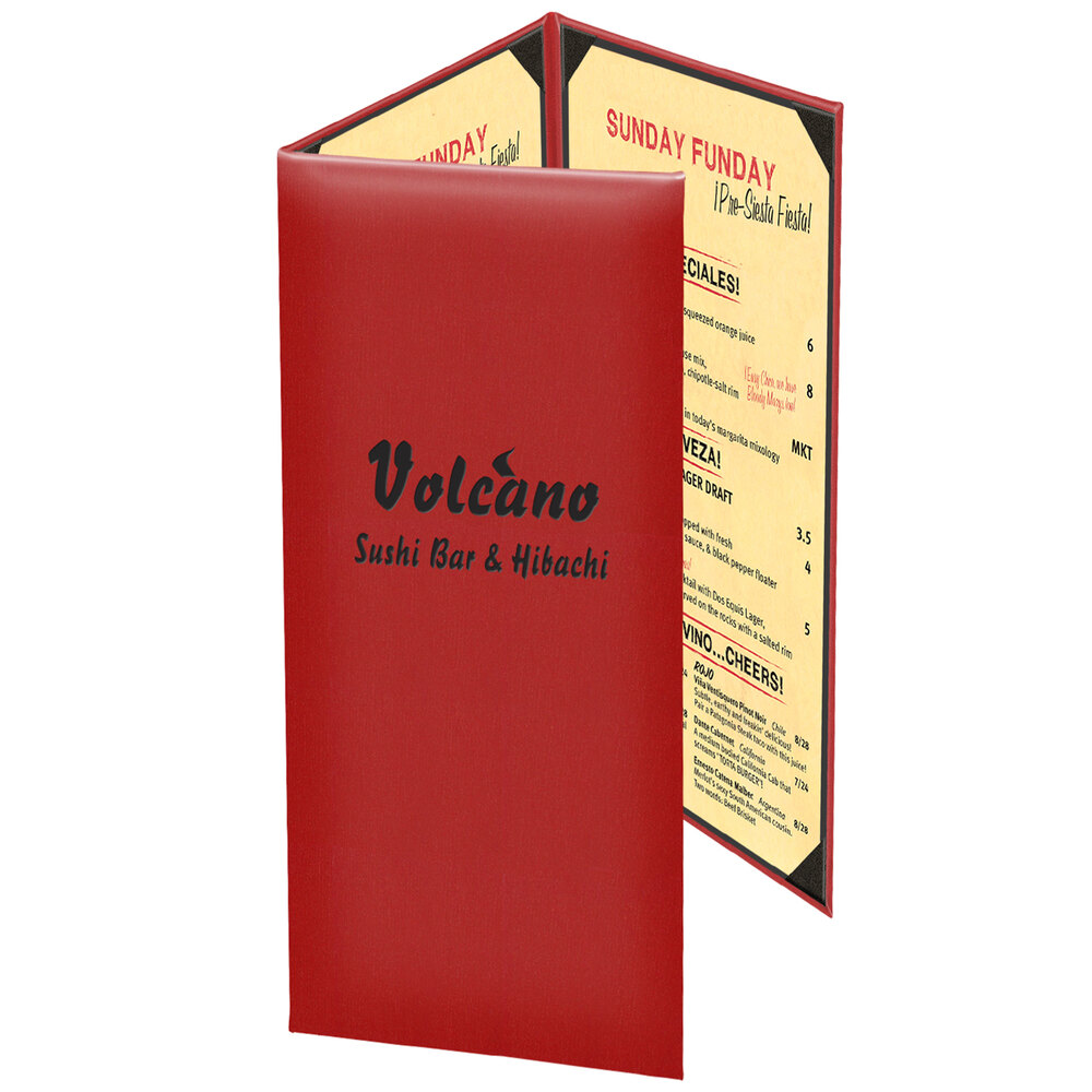 Menu Solutions K030BA Kensington 4 1/4" x 11" Customizable 3 View Continuous Menu Cover