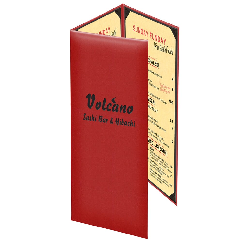 Menu Solutions K030BD Kensington 4 1/4" x 14" Customizable 3 View Continuous Menu Cover