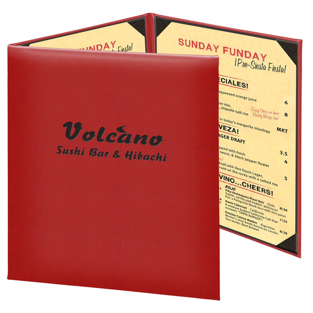Menu Solutions K030C Kensington 8 1/2" x 11" Customizable 3 View Continuous Menu Cover