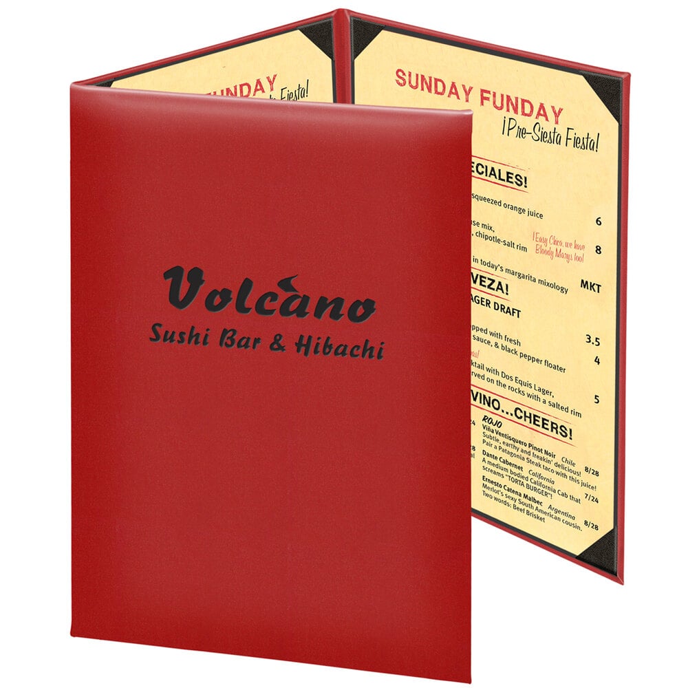 Menu Solutions K030D Kensington 8 1/2" x 14" Customizable 3 View Continuous Menu Cover