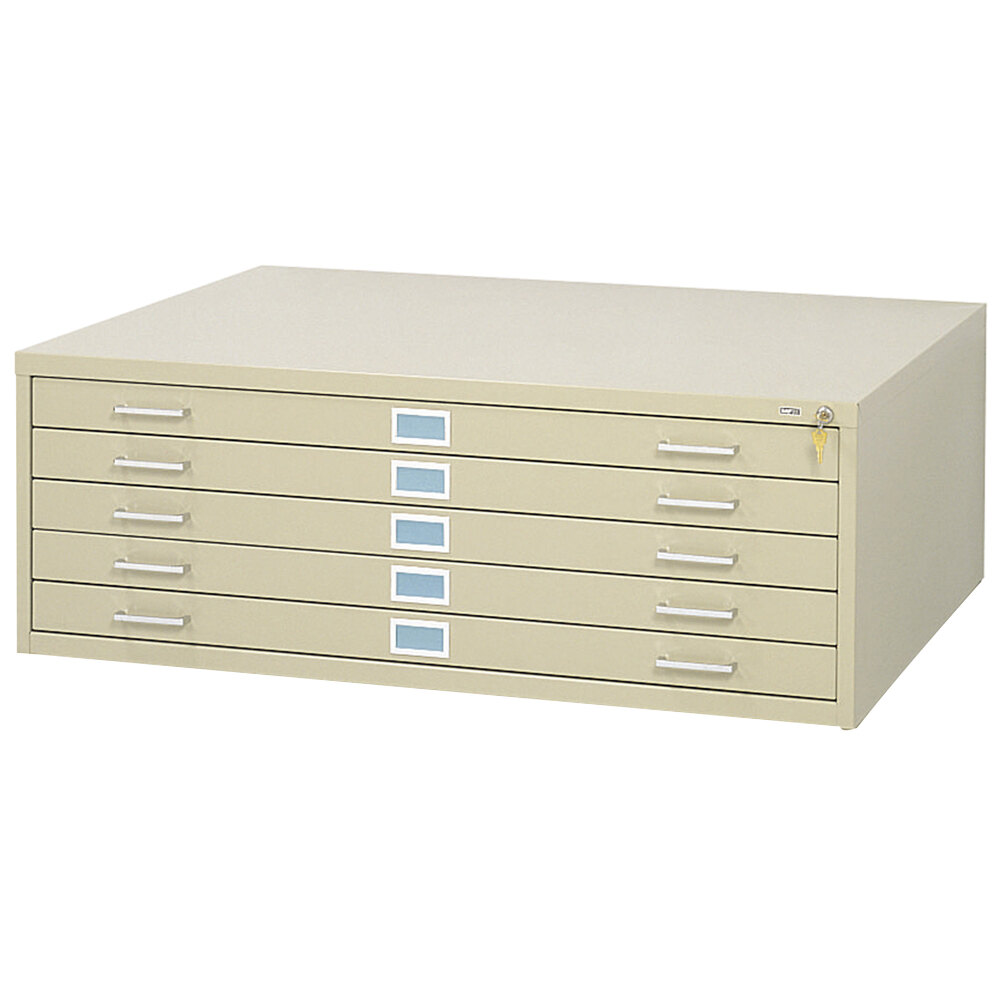 Safco 4996TSR 5-Drawer Tropic Sand Steel Flat File Cabinet for 30" x 42" Documents